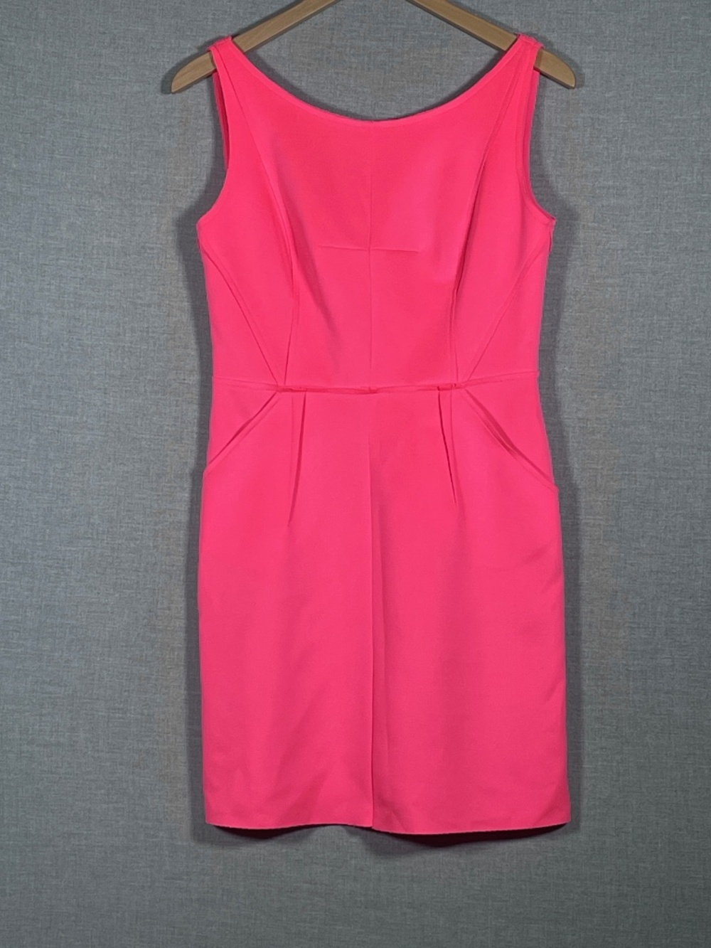 MILLY Pink Scuba Stretch Seamed Shift Dress Pockets Womens 6 Barbiecore